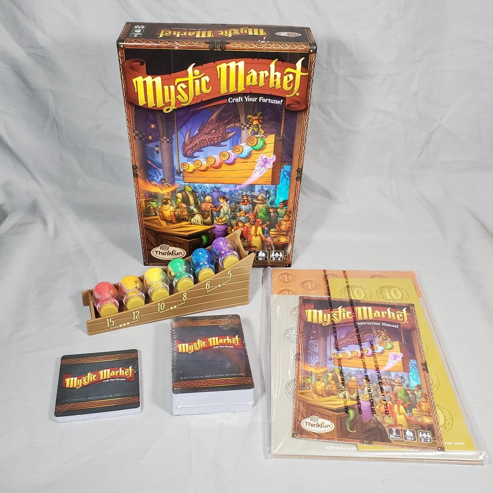 Mystic Market Strategy Card Board Game Complete ThinkFun Open Box Sealed Product